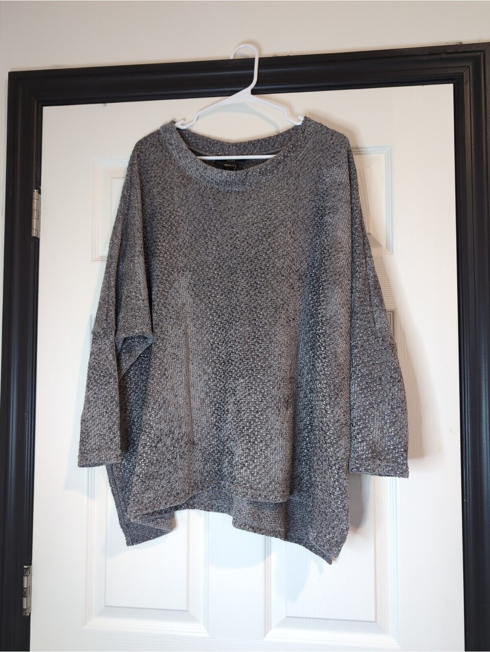 Large gray oversized slouchy sweater